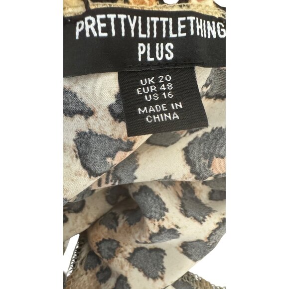 NWT PrettyLittleThing Size 16 Leopard Print Maxi Dress Black Lace Detail - Picture 2 of 15